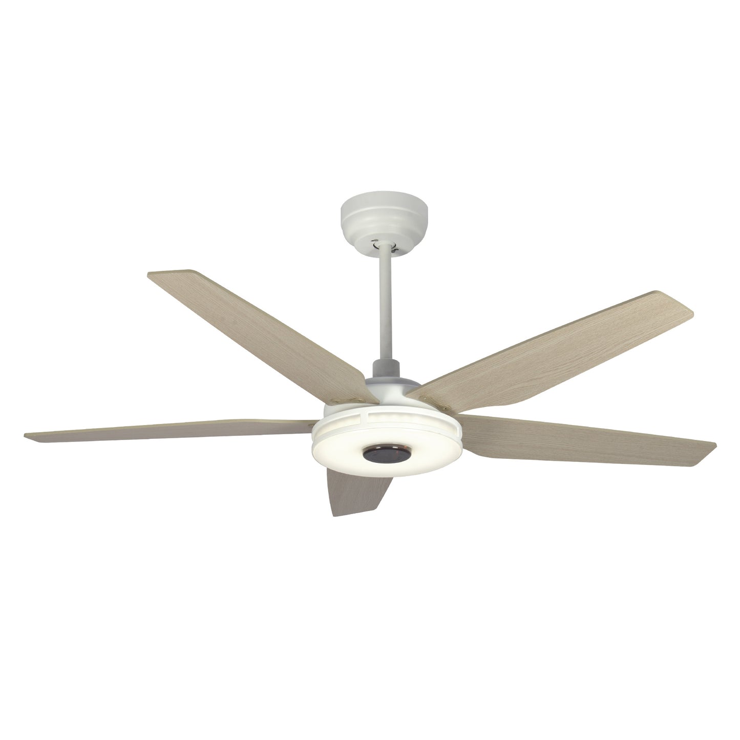 Carro ELIRA 56 inch 5-Blade Smart Ceiling Fan with LED Light Kit & Remote - White/Light Wood Fan Blades