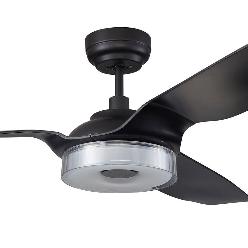 Carro FLETCHER 56 inch 3-Blade Smart Ceiling Fan with LED Light Kit & Remote - Black/Black