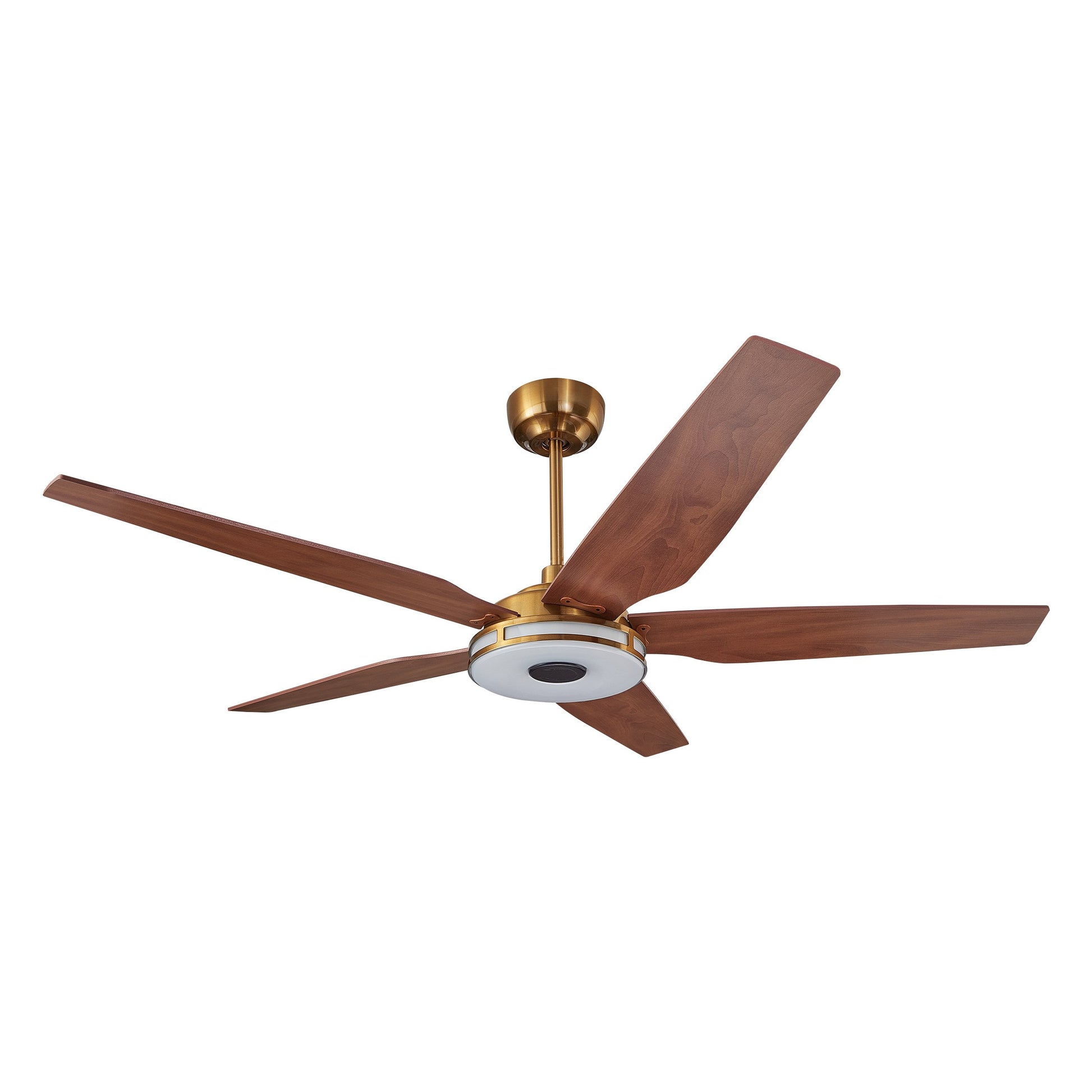 Carro ELIRA 56 inch 5-Blade Smart Ceiling Fan with LED Light Kit & Remote - Gold/Wood Grain Fan Blades