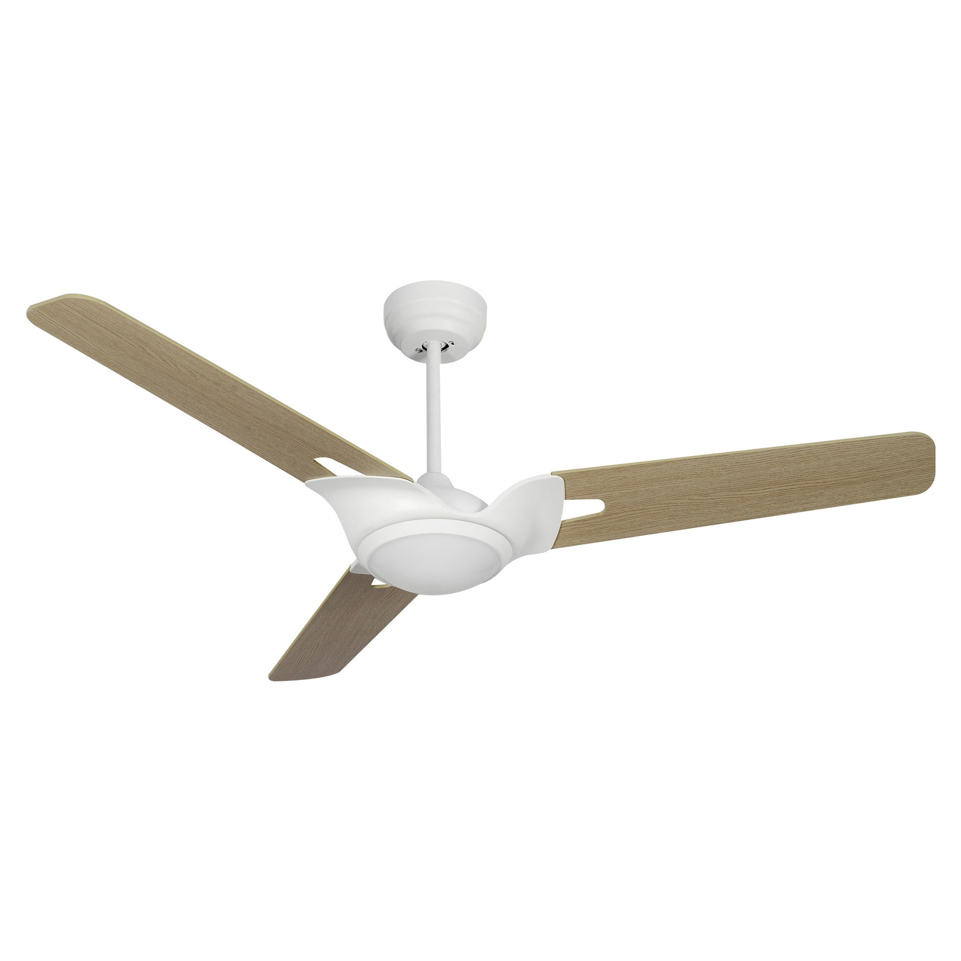 Carro USA HOFFEN 52 inch 3-Blade Smart Ceiling Fan with LED Light Kit & Remote - White/Light Wood Pattern fan blades