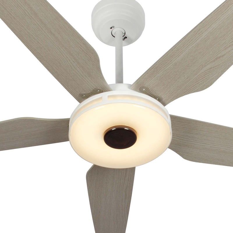 ELIRA 52 inch 5-Blade Smart Ceiling Fan with LED Light Kit & Remote - White/Light Wood