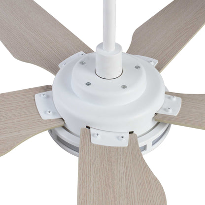 ELIRA 52 inch 5-Blade Smart Ceiling Fan with LED Light Kit & Remote - White/Light Wood