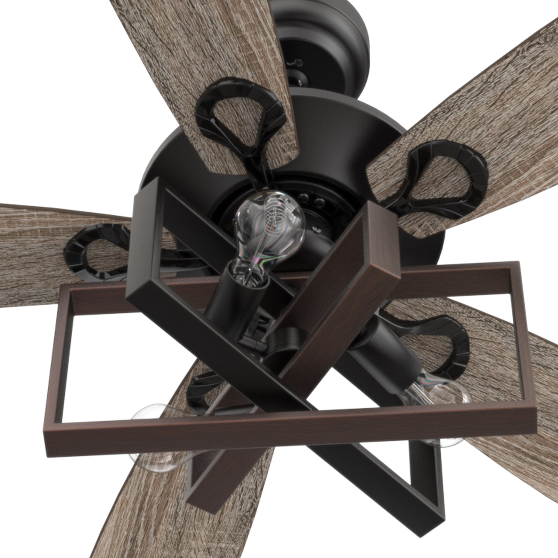 Carro KARSON 52 inch 5-Blade Ceiling Fan with Light & Remote, Industrial Cage - Black/Dark Wood (Reversible Blades)