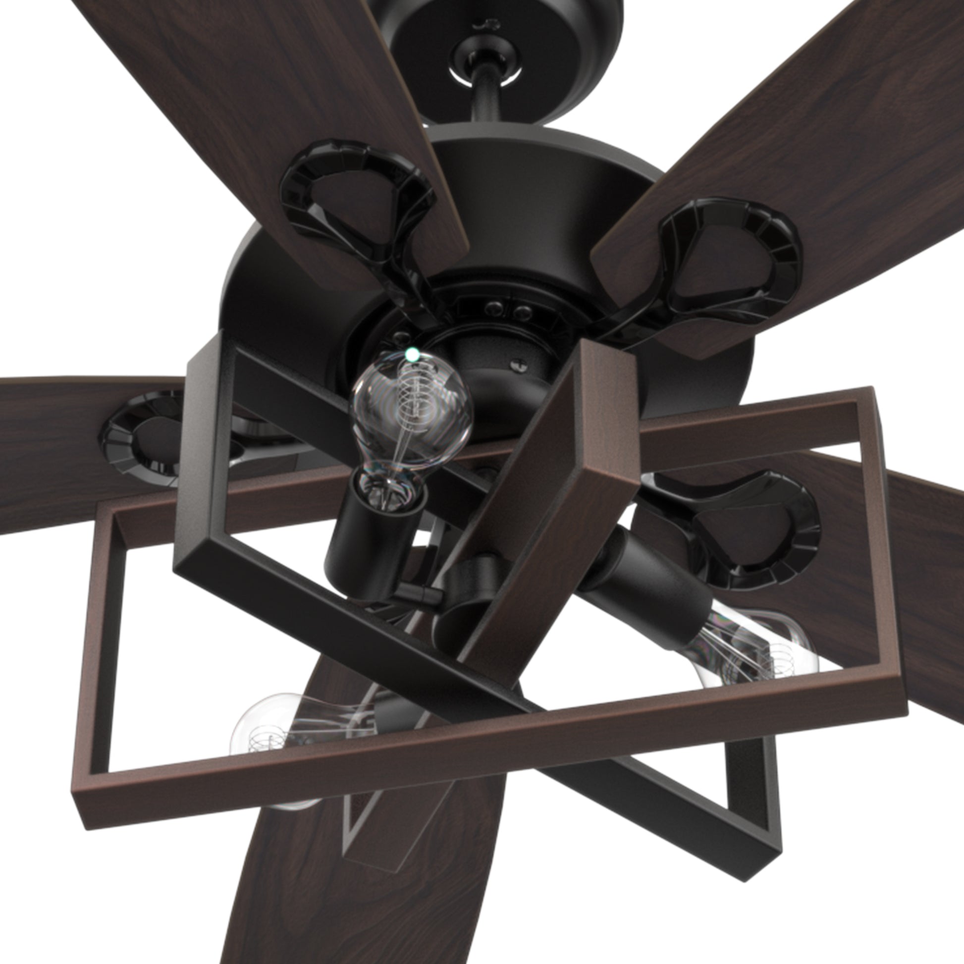 Carro KARSON 52 inch 5-Blade Ceiling Fan with Light & Remote, Industrial Cage - Black/Dark Wood (Reversible Blades)