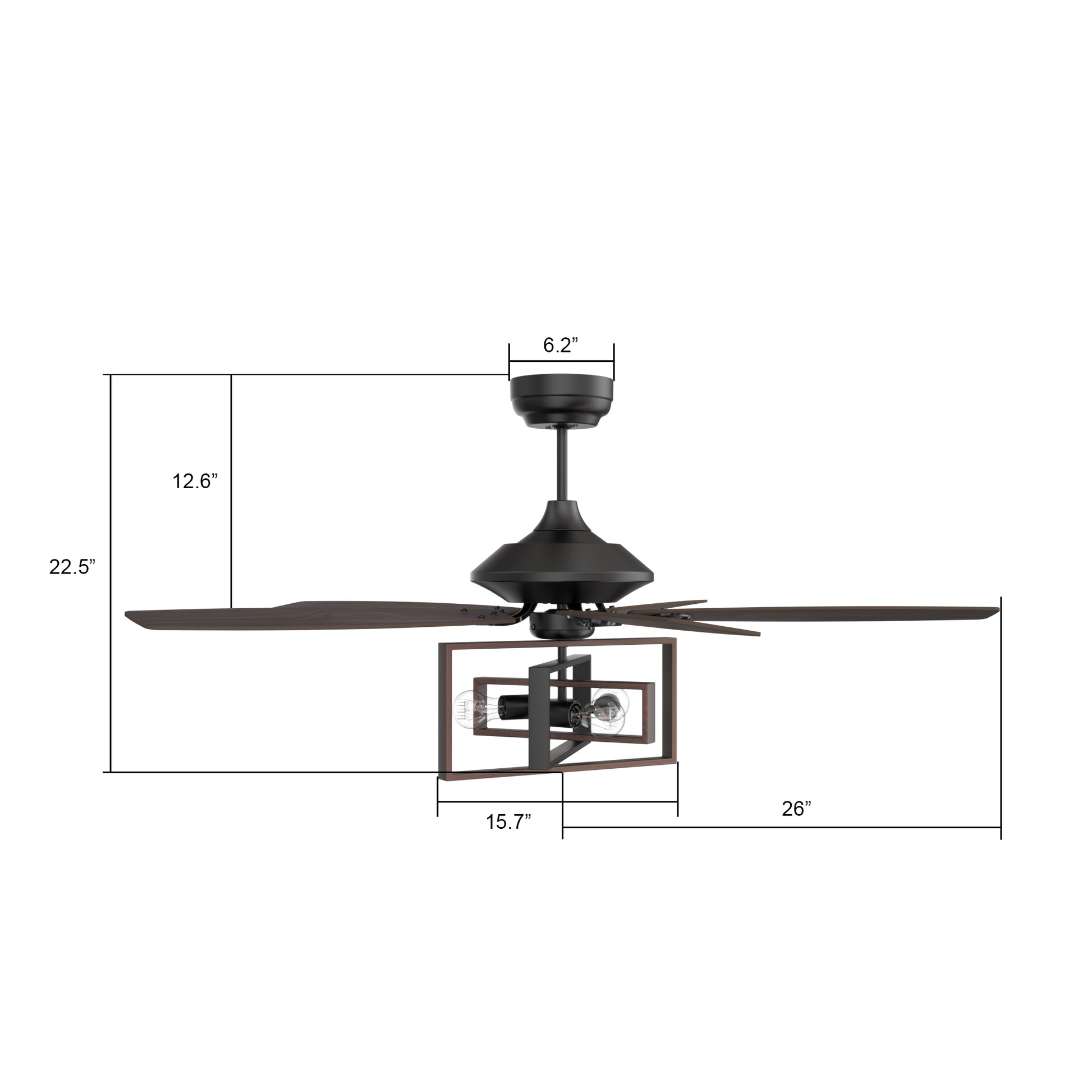 Carro KARSON 52 inch 5-Blade Ceiling Fan with Light & Remote, Industrial Cage - Black/Dark Wood (Reversible Blades)