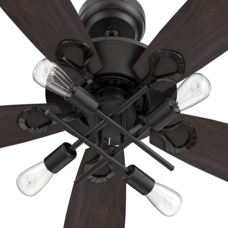 Carro Home KARSON 52 inch 5-Blade Ceiling Fan with Light & Remote, 4-Bulb Light Kit - Black/Dark Wood (Reversible Blades)