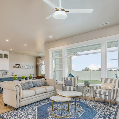 Carro KENORA 48 inch 3-Blade Ceiling Fan with LED Light Kit & Remote Control - White/White (Gold Detail)