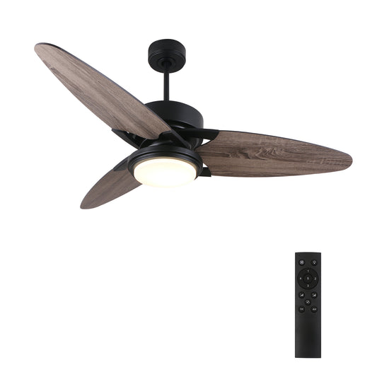 Carro MADDOX 52 inch 3-Blade Ceiling Fan with LED Light Kit & Remote Control - Black/Barnwood