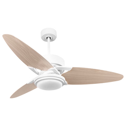 Carro MADDOX 52 inch 3-Blade Ceiling Fan with LED Light Kit & Remote Control - White/Light Wood