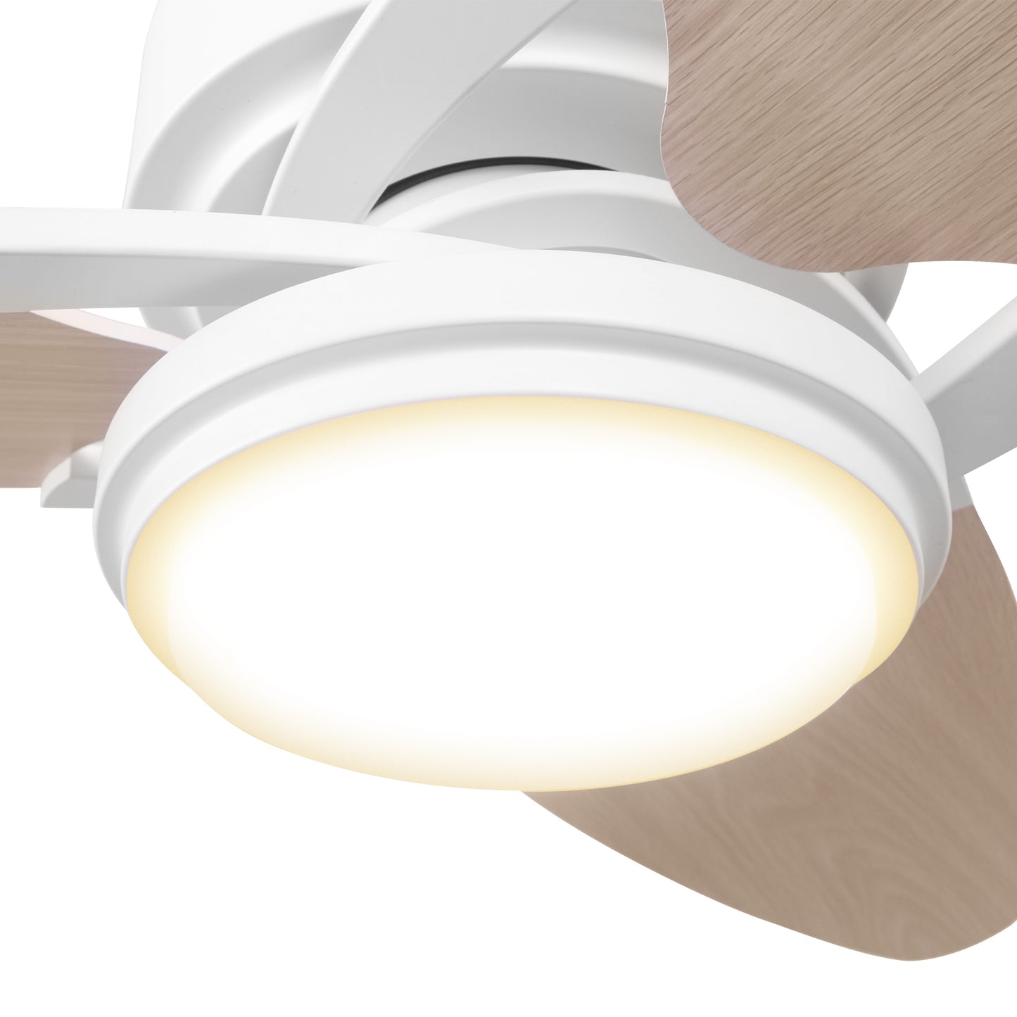 Carro MADDOX 52 inch 3-Blade Ceiling Fan with LED Light Kit & Remote Control - White/Light Wood