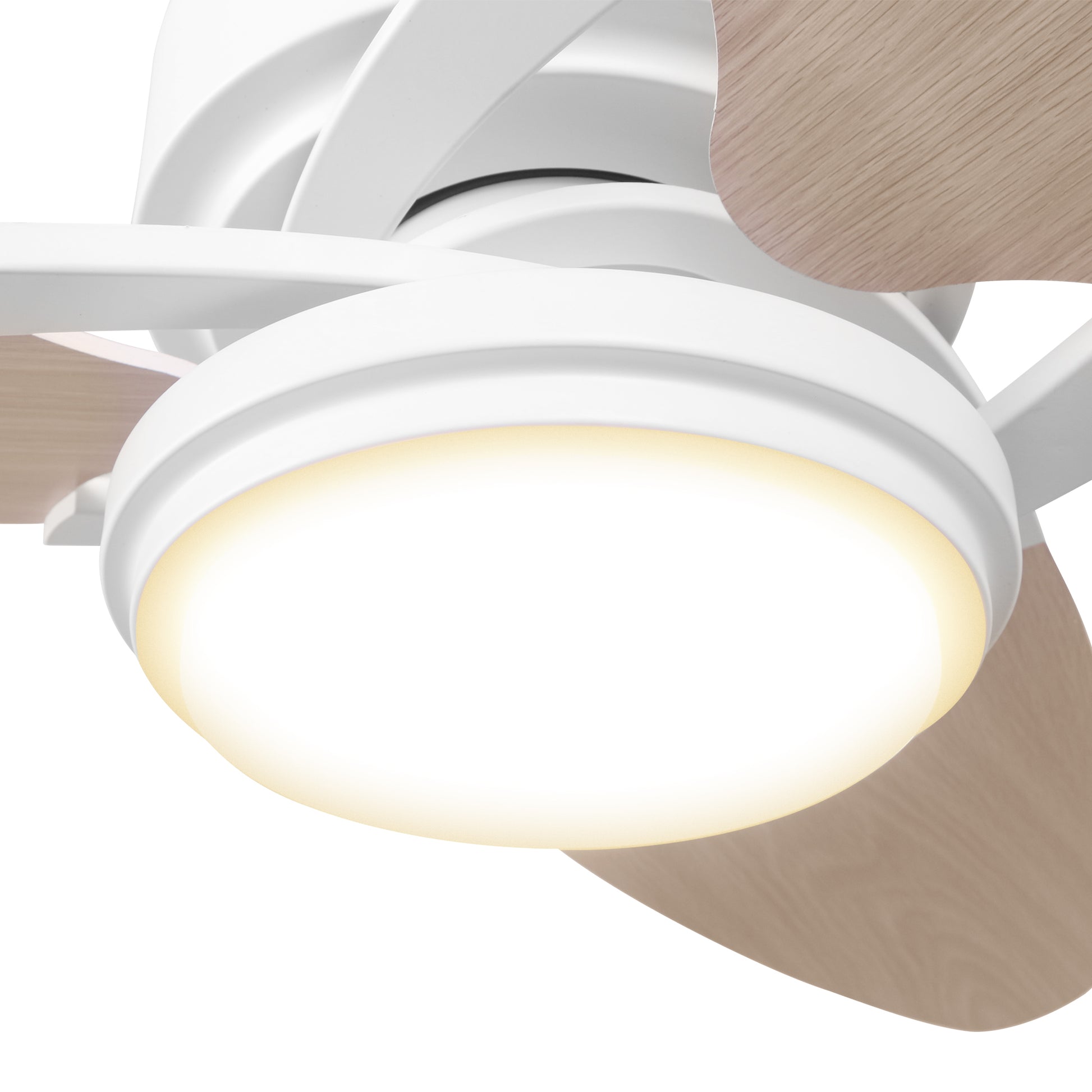 Carro MADDOX 52 inch 3-Blade Ceiling Fan with LED Light Kit & Remote Control - White/Light Wood