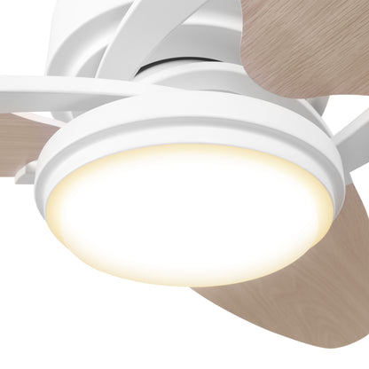 Carro MADDOX 52 inch 3-Blade Ceiling Fan with LED Light Kit & Remote Control - White/Light Wood