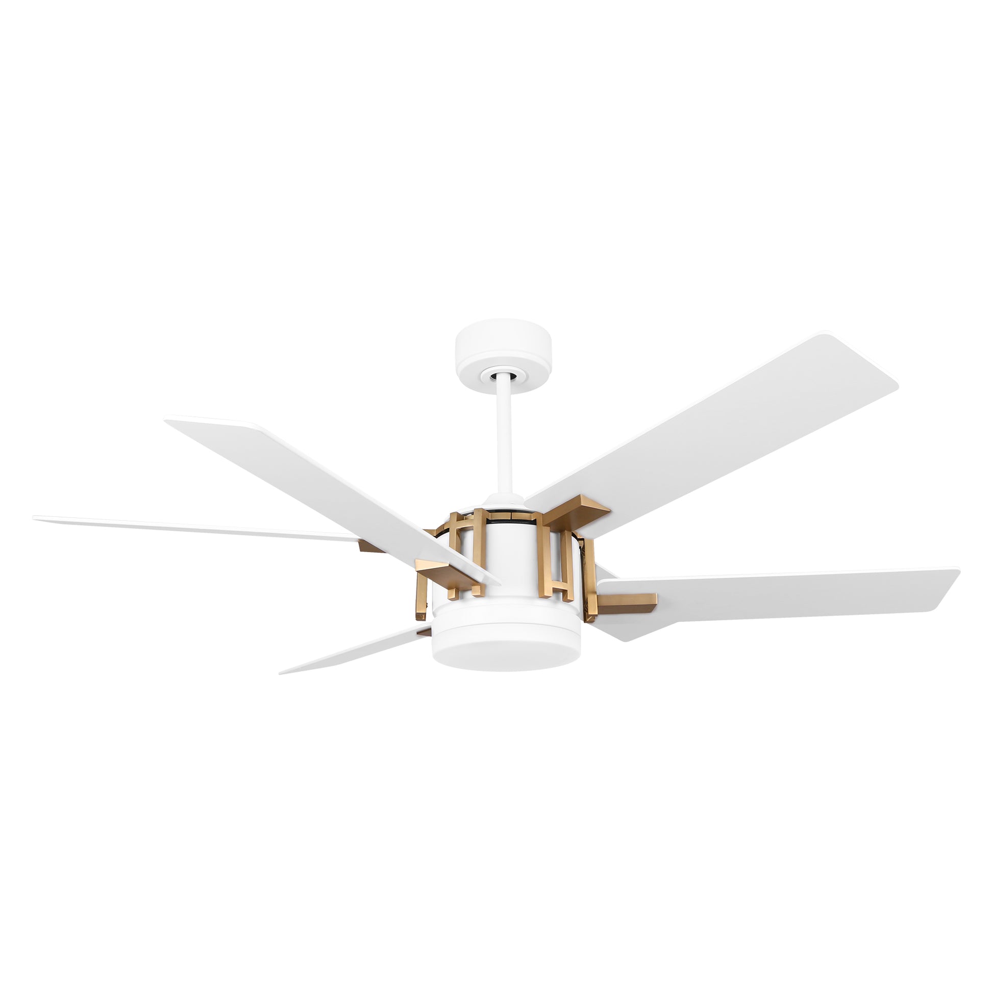 Carro JAXX 52 inch 6-Blade Ceiling Fan with LED Light Kit & Remote Control - White/White (Gold Detail)