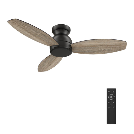 Carro STANLEY 48 inch 5-Blade Flush Mount Ceiling Fan with Remote Control - Black/Wood & Walnut Reversible Blades (No Light)