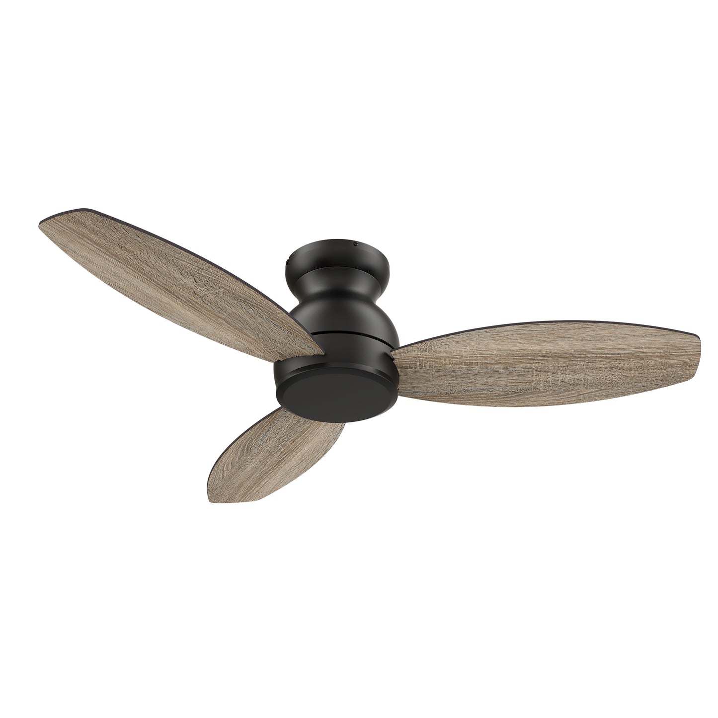 Carro STANLEY 48 inch 5-Blade Flush Mount Ceiling Fan with Remote Control - Black/Wood & Walnut Reversible Blades (No Light)