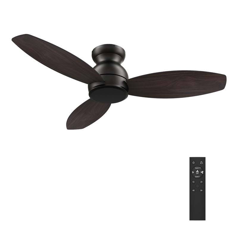 Carro STANLEY 48 inch 5-Blade Flush Mount Ceiling Fan with Remote Control - Black/Wood & Walnut Reversible Blades (No Light)