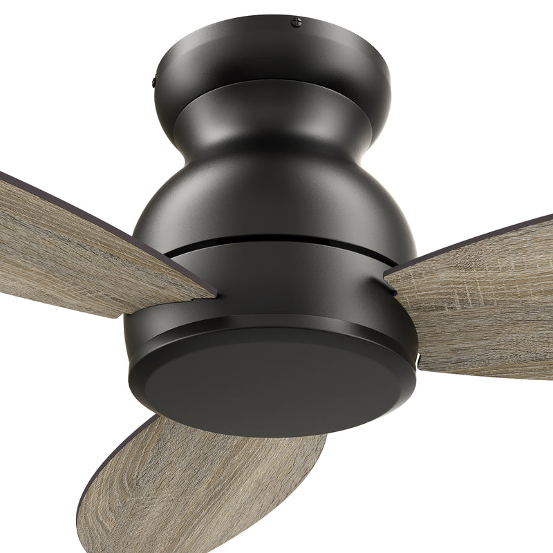 Carro STANLEY 48 inch 5-Blade Flush Mount Ceiling Fan with Remote Control - Black/Wood & Walnut Reversible Blades (No Light)