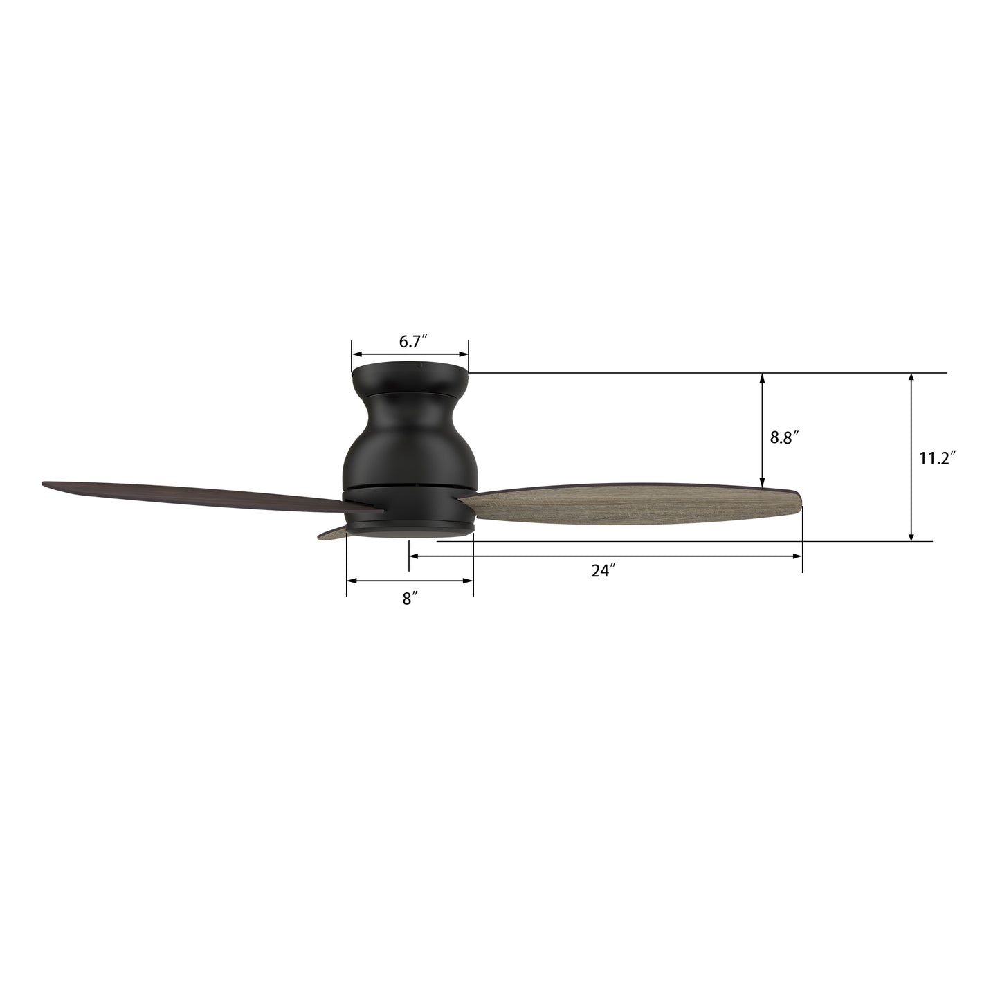 Carro STANLEY 48 inch 5-Blade Flush Mount Ceiling Fan with Remote Control - Black/Wood & Walnut Reversible Blades (No Light)