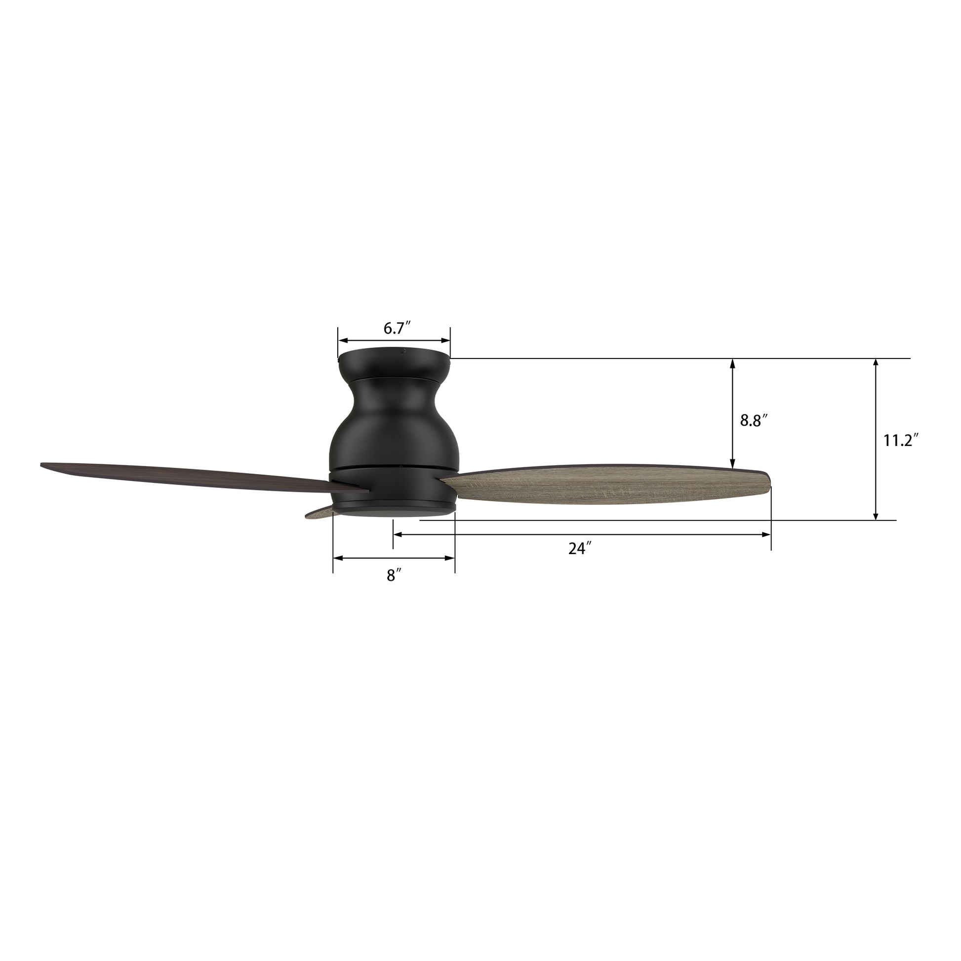 Carro STANLEY 48 inch 5-Blade Flush Mount Ceiling Fan with Remote Control - Black/Wood & Walnut Reversible Blades (No Light)