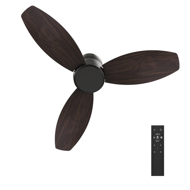 Carro STANLEY 48 inch 5-Blade Flush Mount Ceiling Fan with Remote Control - Black/Wood & Walnut Reversible Blades (No Light)