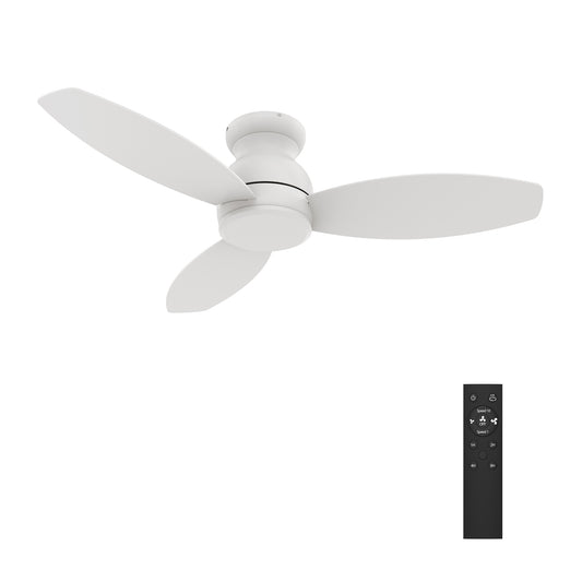 Carro STANLEY 48 inch 5-Blade Flush Mount Ceiling Fan with Remote Control - White/White (No Light)