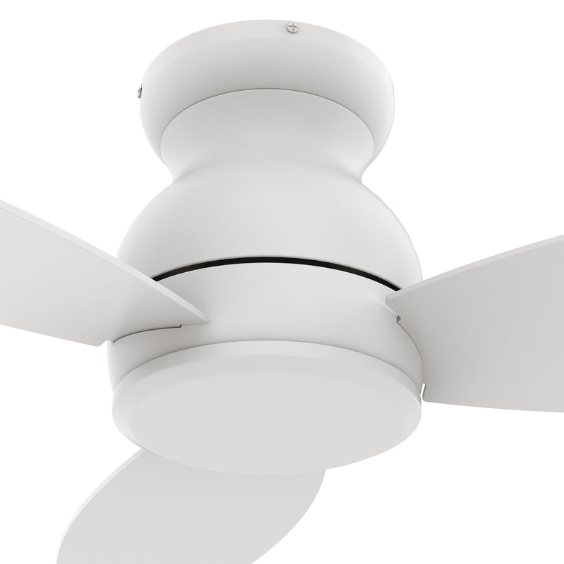 Carro STANLEY 48 inch 5-Blade Flush Mount Ceiling Fan with Remote Control - White/White (No Light)