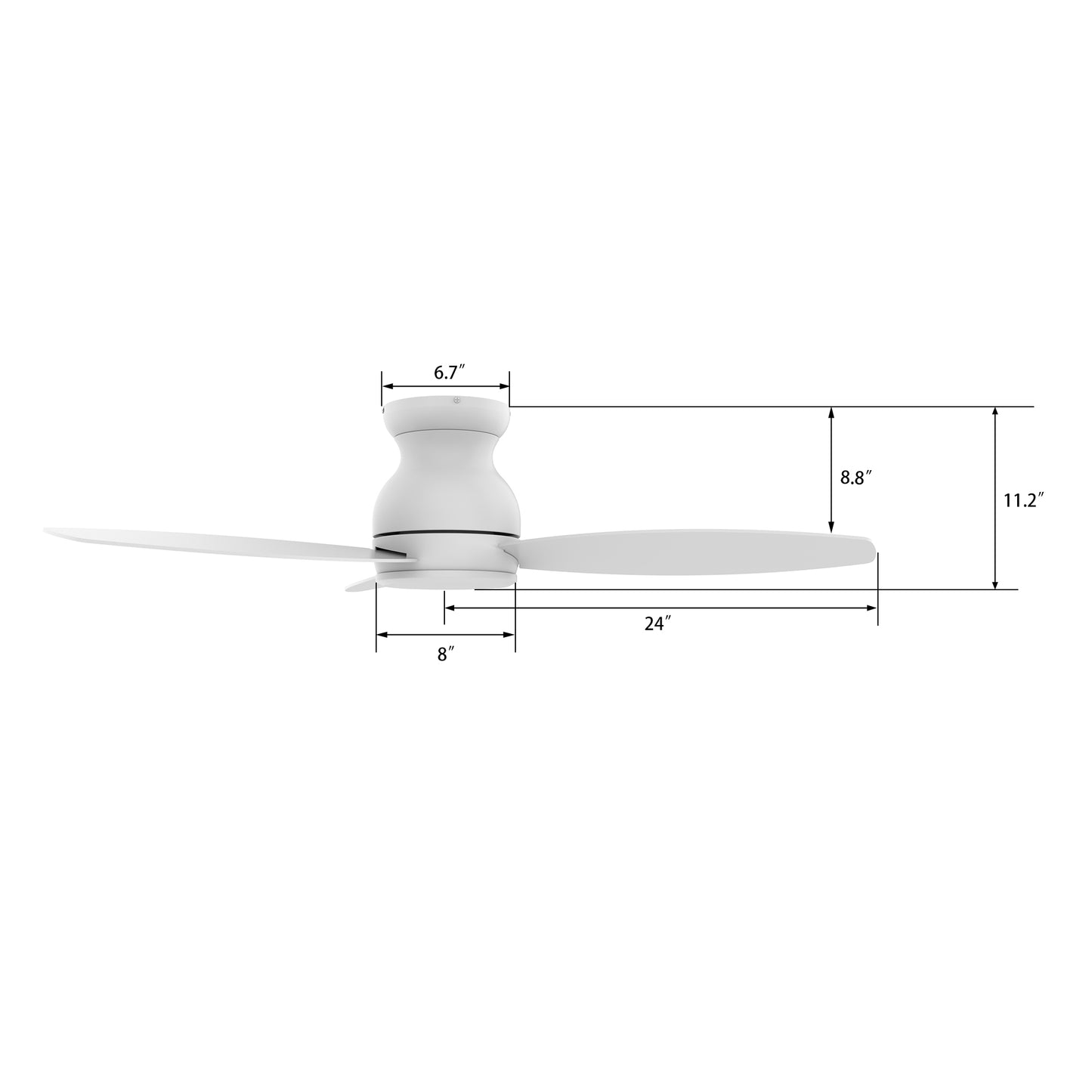 Carro STANLEY 48 inch 5-Blade Flush Mount Ceiling Fan with Remote Control - White/White (No Light)