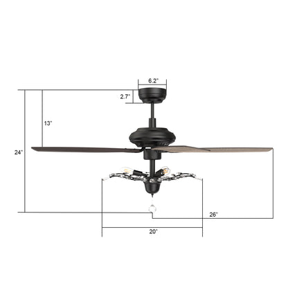 Carro HUNTLEY 52 inch 5-Blade Crystal Ball Pendant Ceiling Fan with Light & Remote Control - Black/Light Wood & Walnut (Reversible Blades)