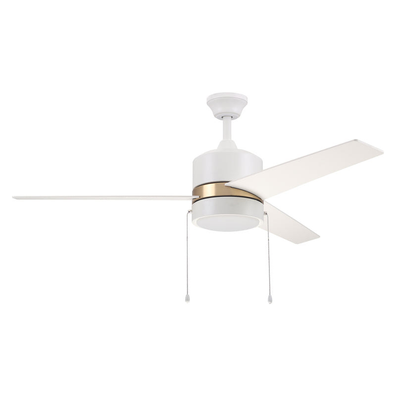 Carro Home FLINT 52 inch 3-Blade Ceiling Fan with Pull Chain - White/White (Gold Detail)