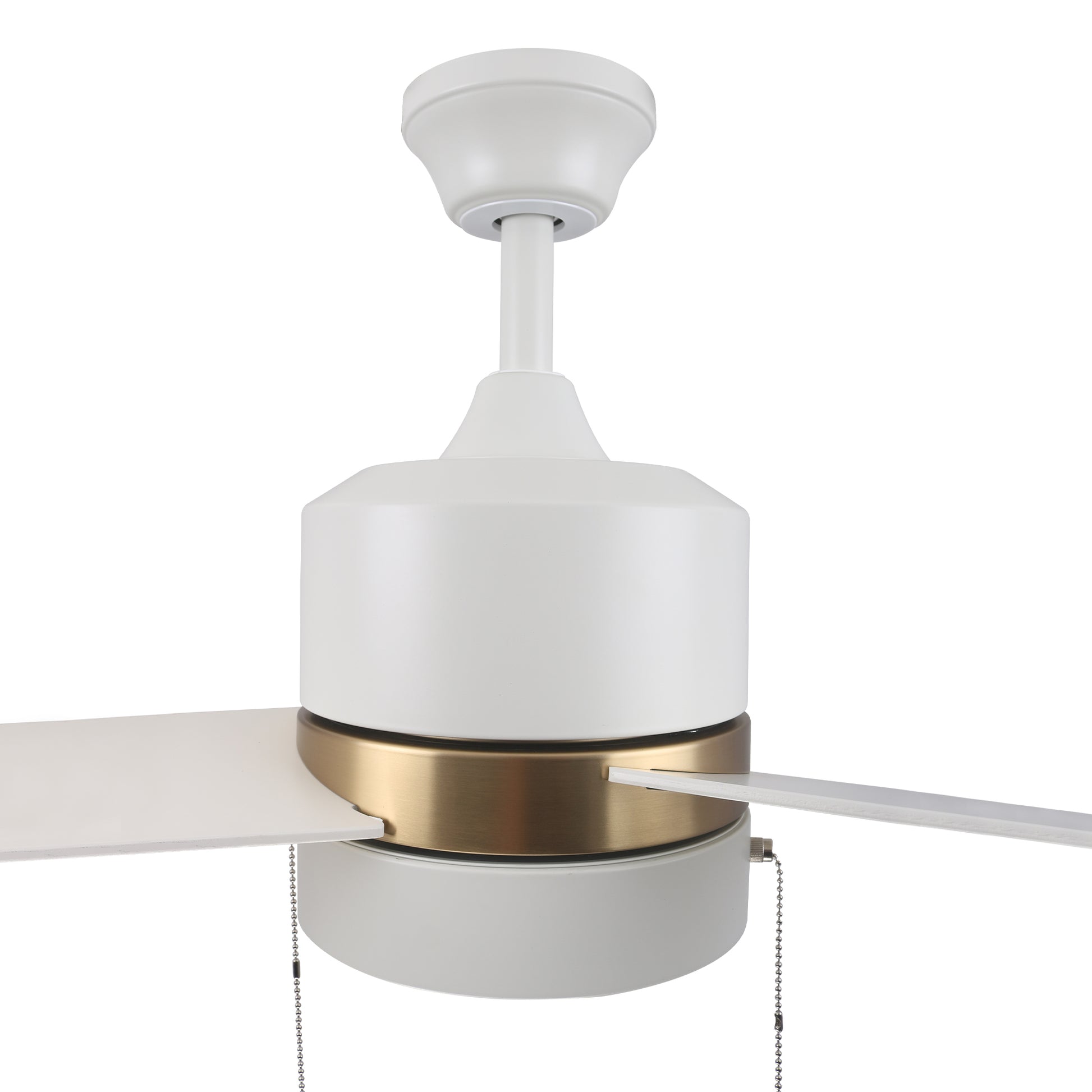 Carro Home FLINT 52 inch 3-Blade Ceiling Fan with Pull Chain - White/White (Gold Detail)