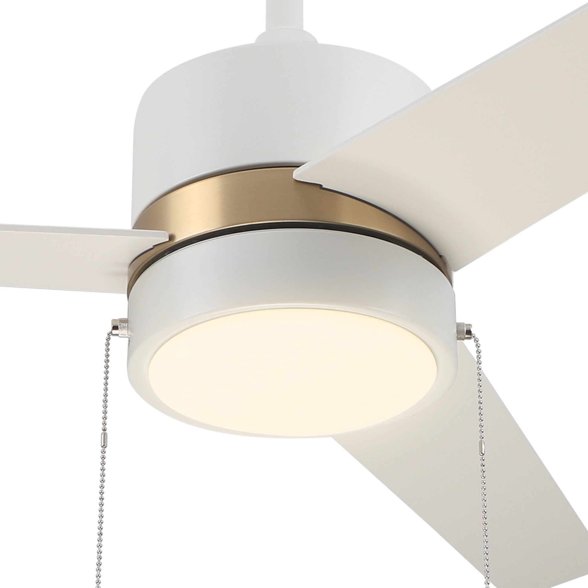 Carro Home FLINT 52 inch 3-Blade Ceiling Fan with Pull Chain - White/White (Gold Detail)