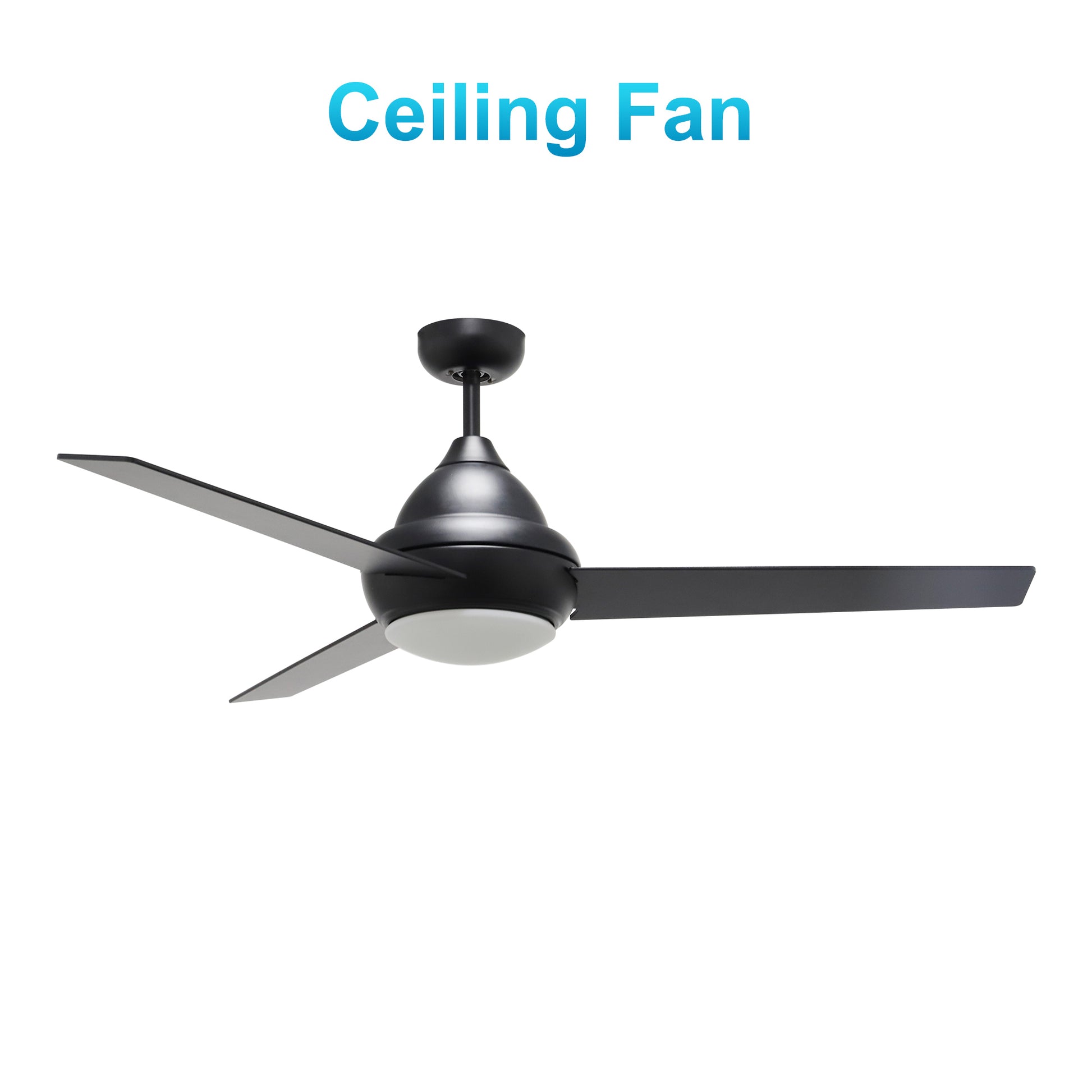 Carro Home KENDRICK 52 inch 3-Blade Ceiling Fan with LED Light Kit & Remote Control - Black/Black