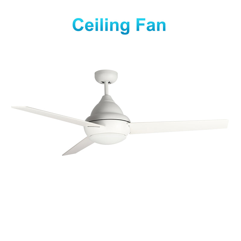 Carro Home KENDRICK 52 inch 3-Blade Ceiling Fan with LED Light Kit & Remote Control - White/White