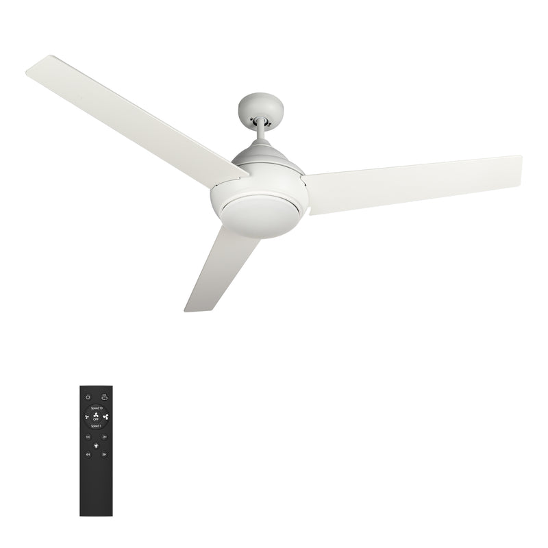 Carro Home KENDRICK 52 inch 3-Blade Ceiling Fan with LED Light Kit & Remote Control - White/White