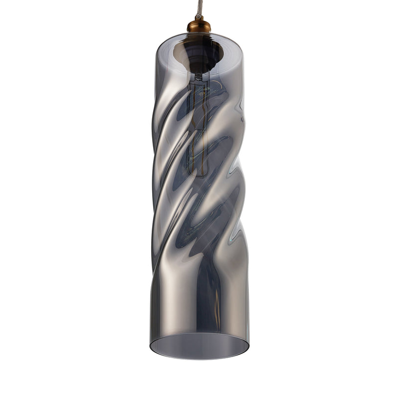 CARRO HOME Gemeaux Cylinder Ombre Glass Pendant Light â€?Smoke Gray