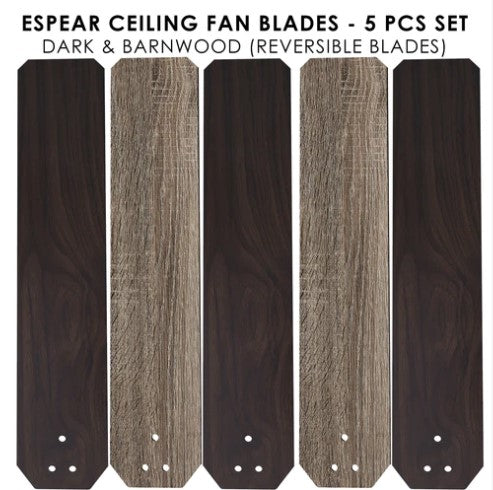 ESPEAR 60 inch (5-Blade) Replacement Blades - Reversible Walnut & Barnwood