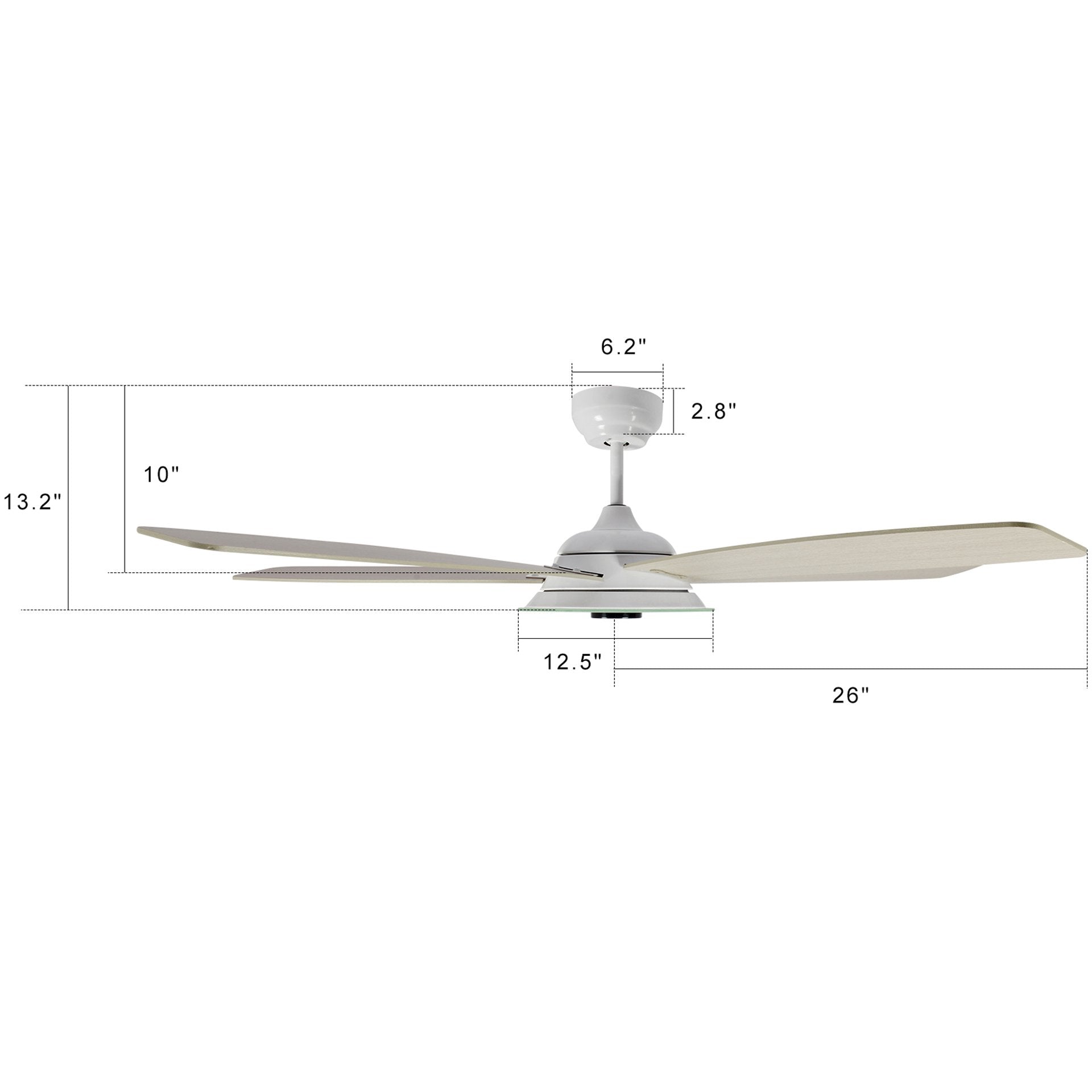 Carro USA JOURNEY 52 inch 5-Blade Smart Ceiling Fan with LED Light Kit & Remote - White/Light Wood fan blades