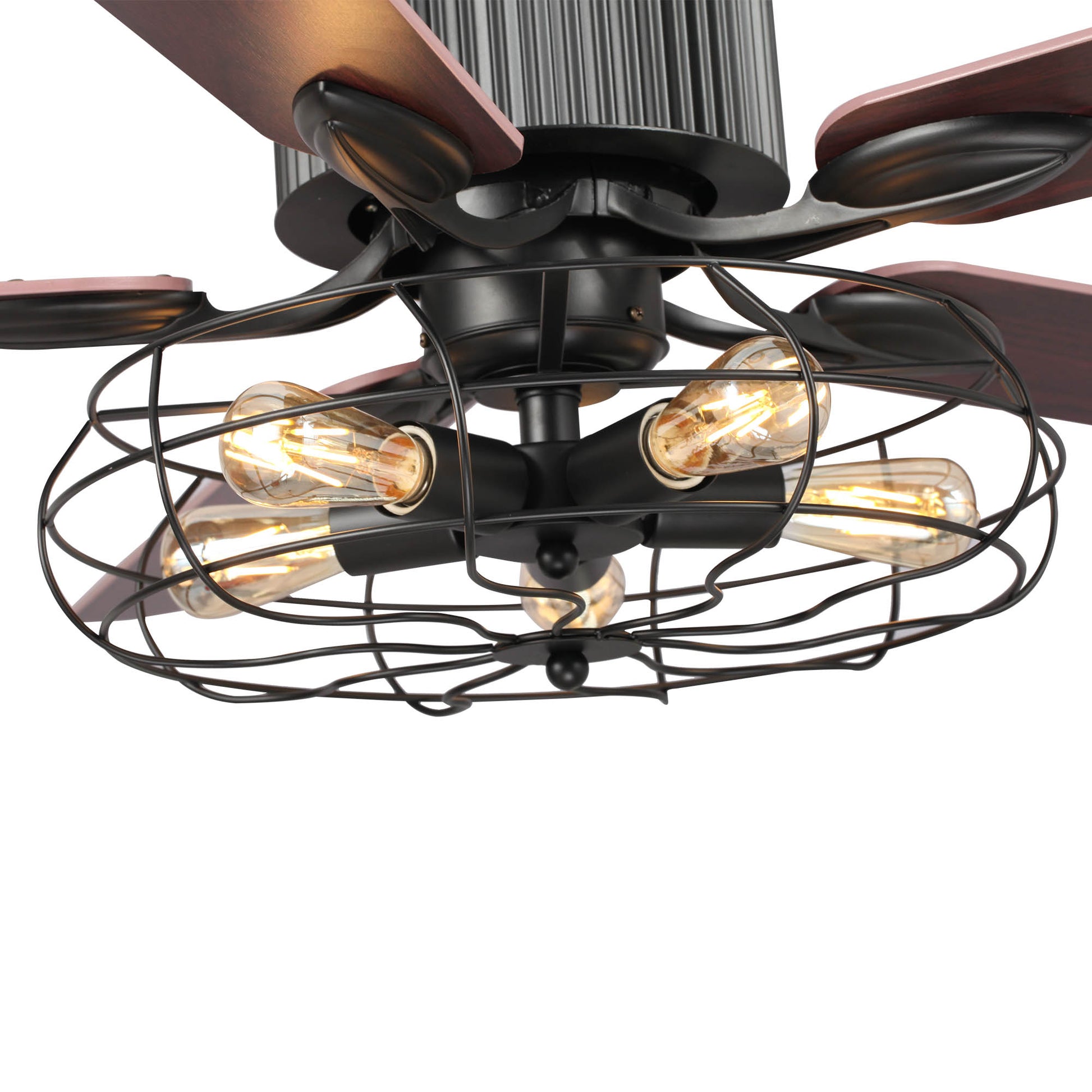 Caro Home HELSTON 52 inch 5-Blade Smart Ceiling Fan with Light & Smart Wall Switch -Walnut/Rosewood (Reversible Blades)