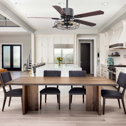 Caro Home HELSTON 52 inch 5-Blade Smart Ceiling Fan with Light & Smart Wall Switch -Walnut/Rosewood (Reversible Blades)