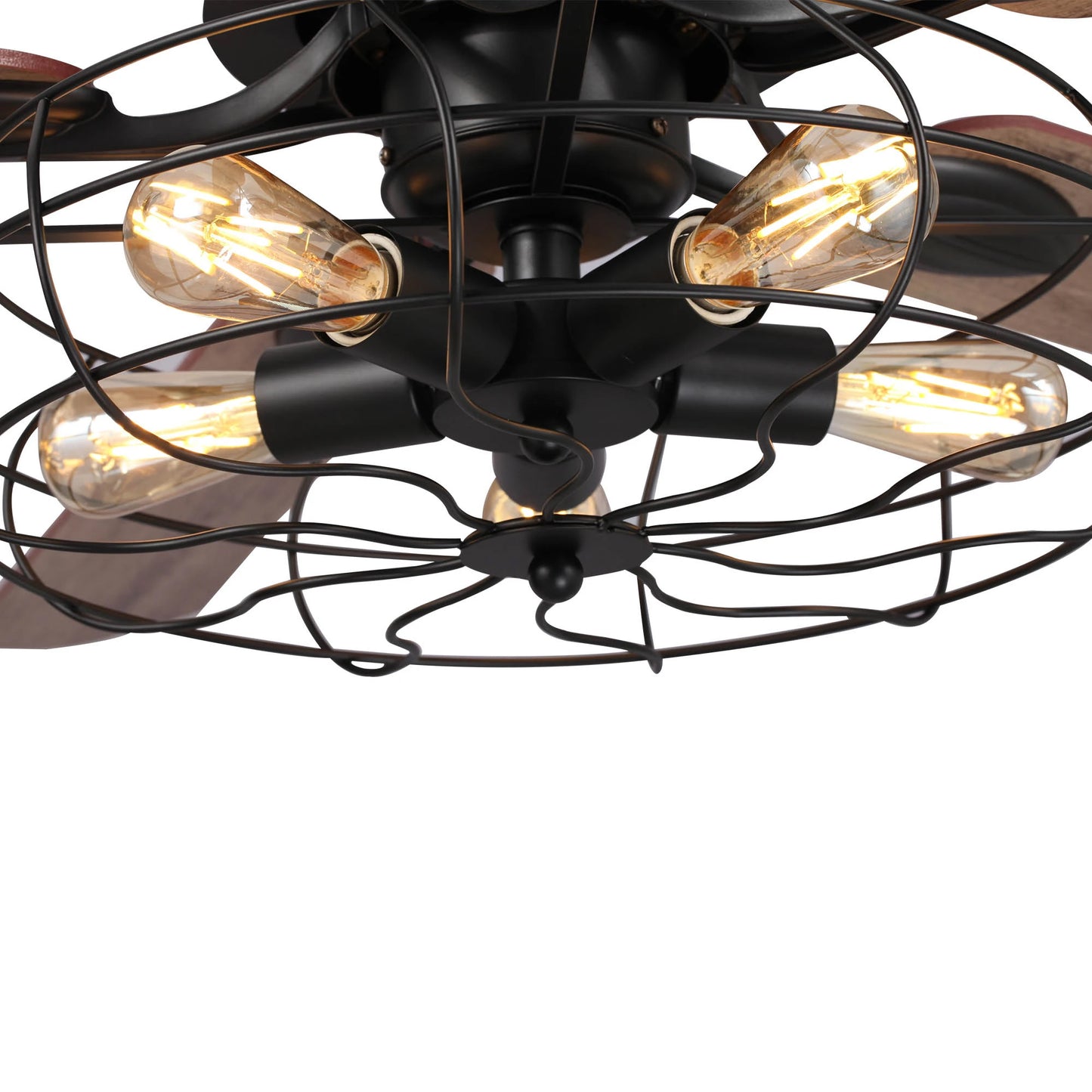 Carro Home HELSTON 52 inch 5-Blade Smart Ceiling Fan with Light & Smart Wall Switch - Black/Dark Wood & Light Wood (Reversible Blades)