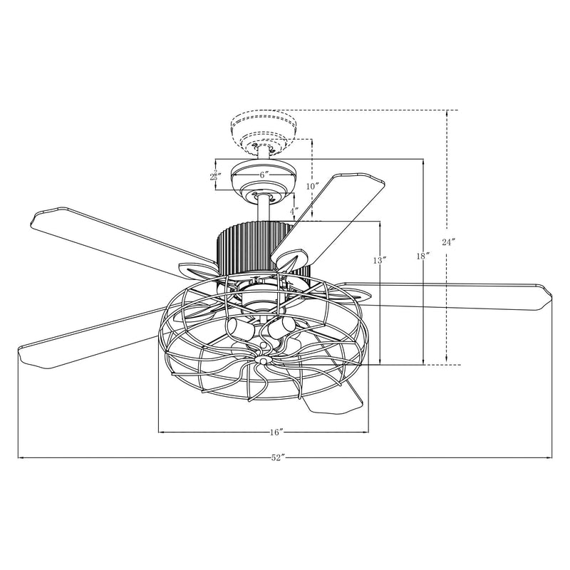 Carro Home HELSTON 52 inch 5-Blade Smart Ceiling Fan with Light & Smart Wall Switch - Black/Dark Wood & Light Wood (Reversible Blades)