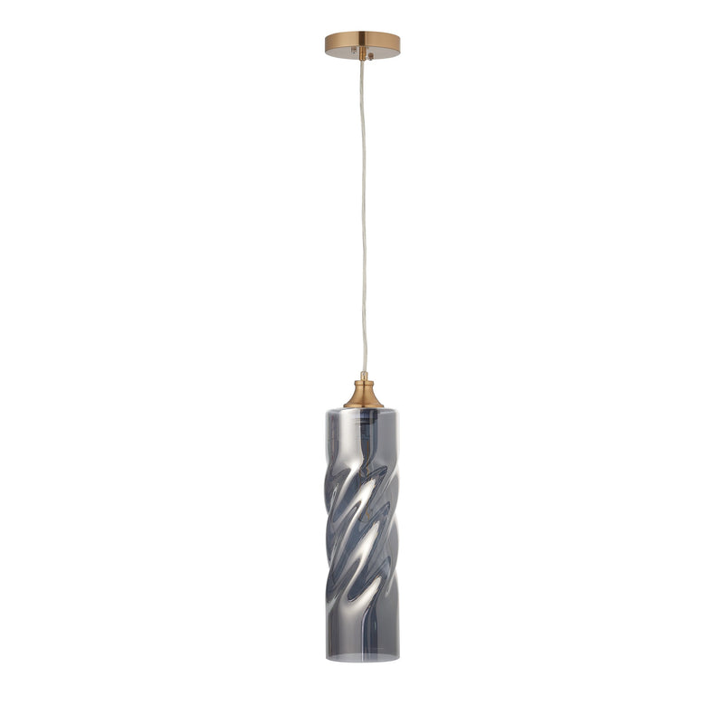 CARRO HOME Gemeaux Cylinder Ombre Glass Pendant Light â€?Smoke Gray
