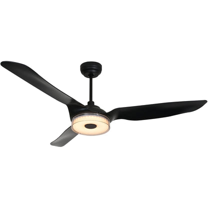 Carro FLETCHER 56 inch 3-Blade Smart Ceiling Fan with LED Light Kit & Remote - Black/Black (Set of 2)