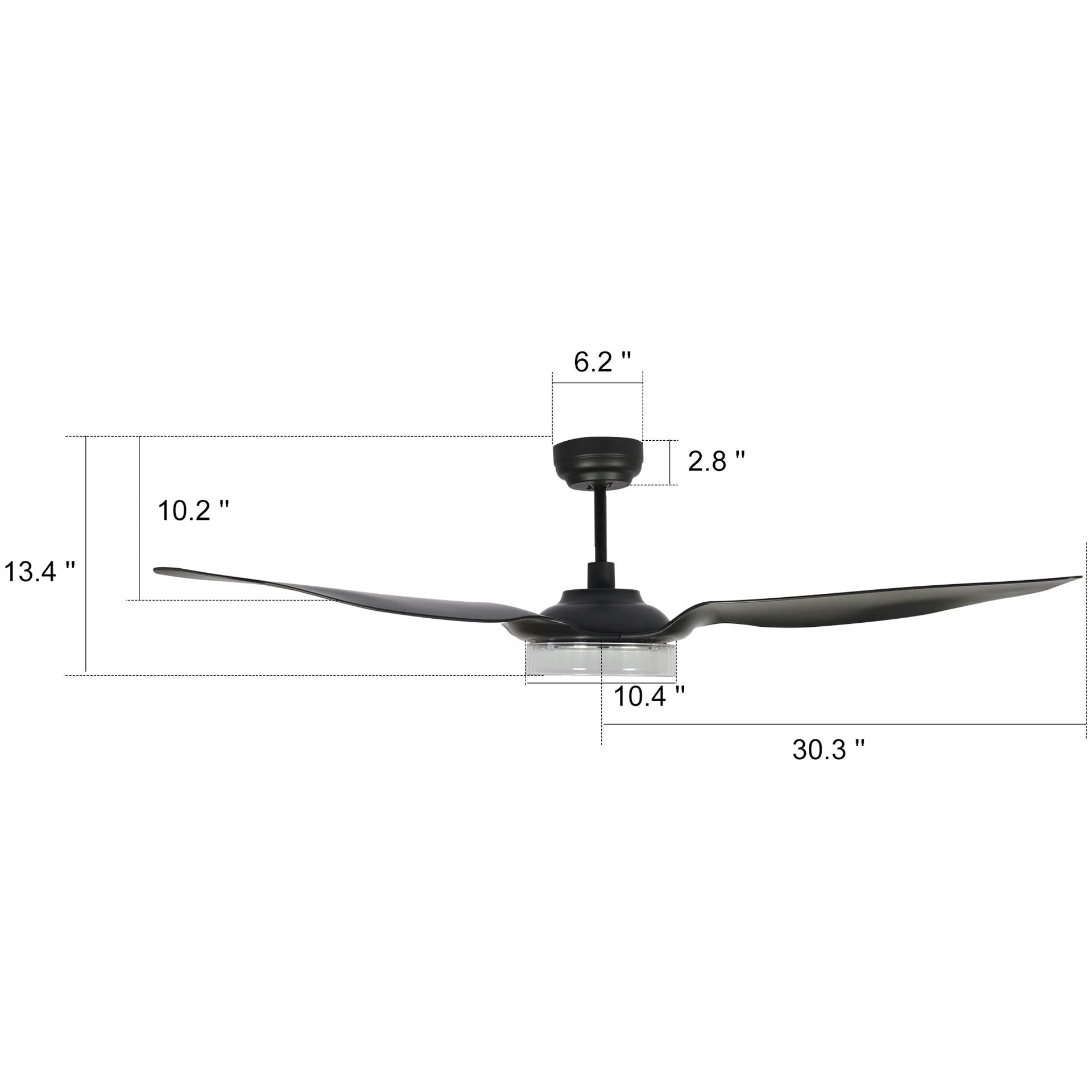 Carro FLETCHER 60 inch 3-Blade Smart Ceiling Fan with LED Light Kit & Remote - Black/Black