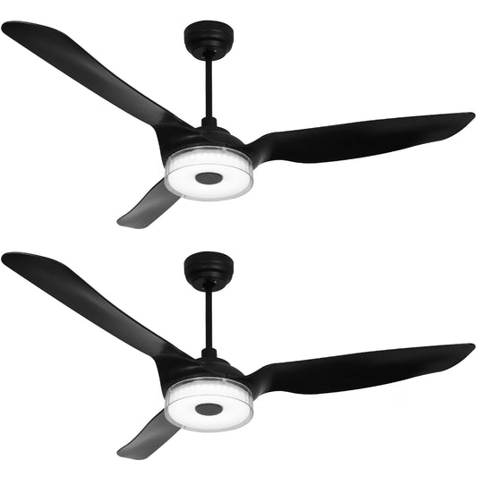 Carro FLETCHER 60" 3-Blade Smart Ceiling Fan with LED Light Kit & Remote - Black/Black (Set of 2)