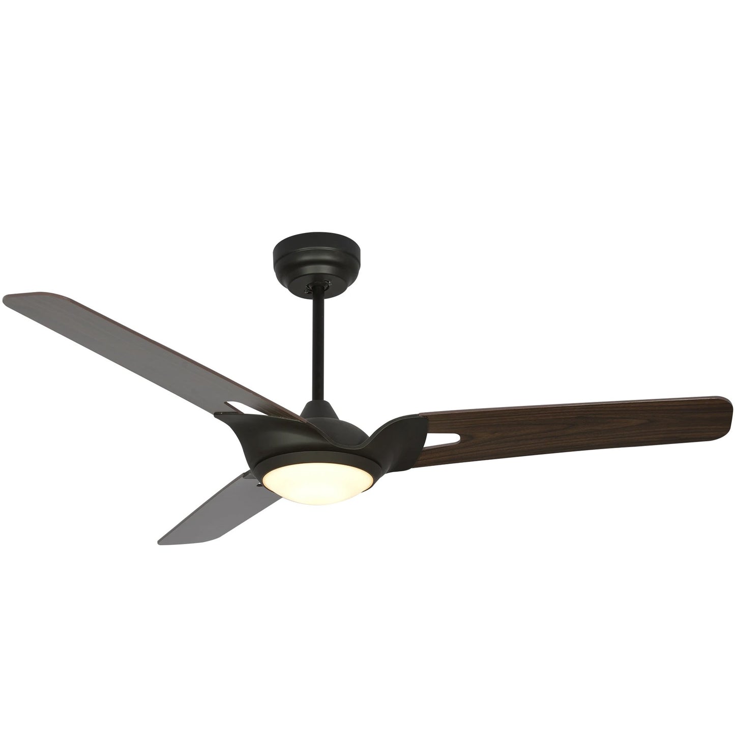 Carro Home HOFFEN 56 inch 3-Blade Smart Ceiling Fan with LED Light Kit & Remote - Black/Dark Wood Pattern fan blades