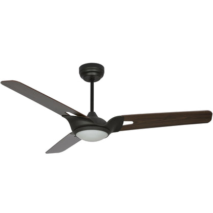 Carro Home HOFFEN 56 inch 3-Blade Smart Ceiling Fan with LED Light Kit & Remote - Black/Dark Wood Pattern fan blades