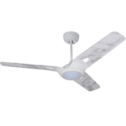 Carro Home HOFFEN 56 inch 3-Blade Smart Ceiling Fan with LED Light Kit & Remote - White/Marble Pattern fan blades