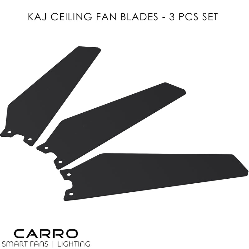 Carro KAJ 52 inch 3-Blade Smart Ceiling Fan Replacement Blades - Black Finish