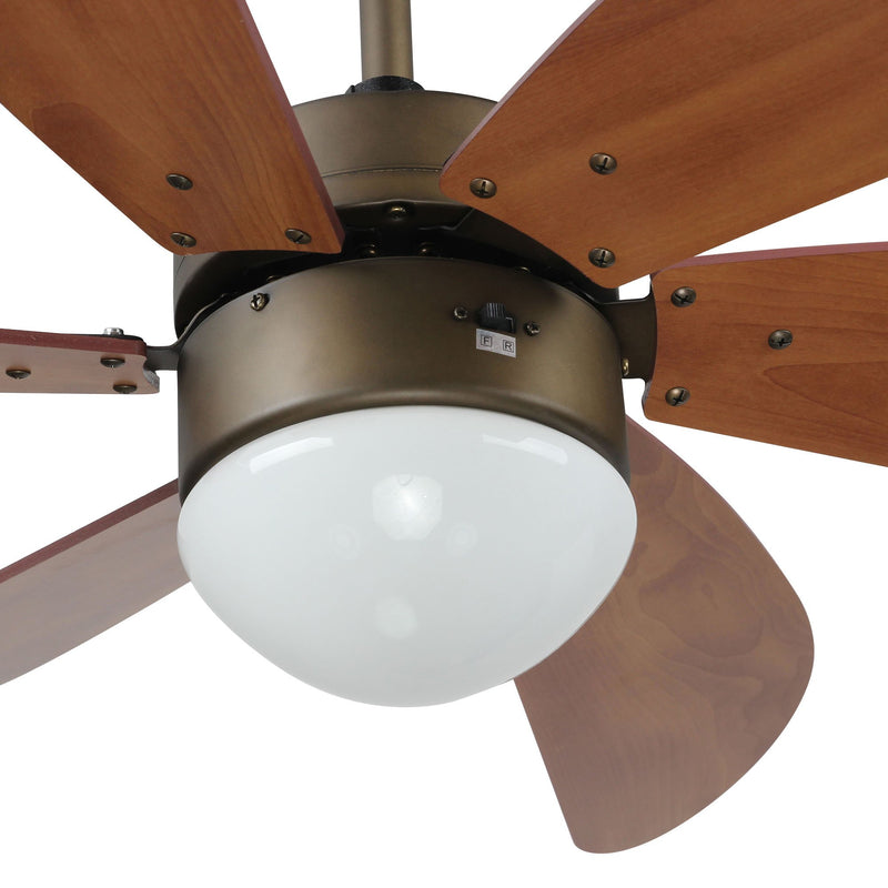 Carro USA METANOIA 38 inch 6-Blade Smart Ceiling Fan with Smart Wall Switch - Oil Rubbed Bronze/Dark Wood fan blades